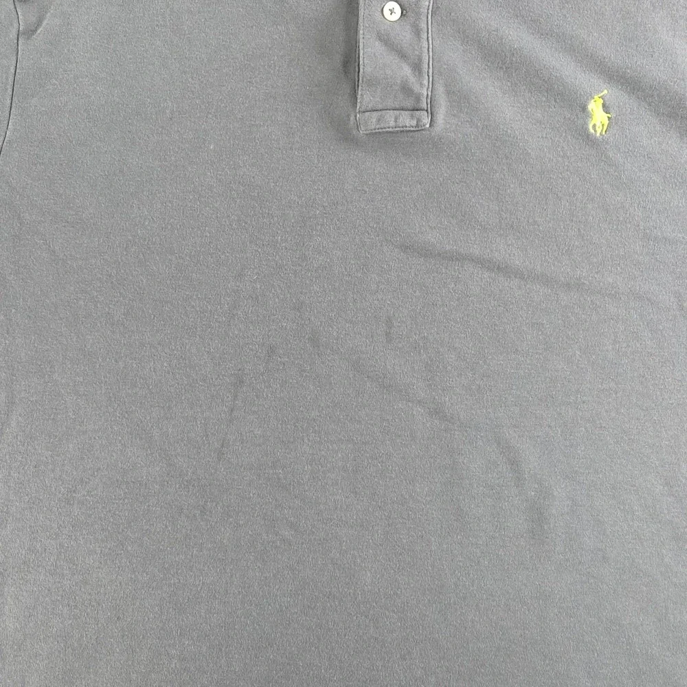 Polo Ralph Lauren Polo Shirt Mens XL Grey Short Sleeve Neon Yellow Pony Logo